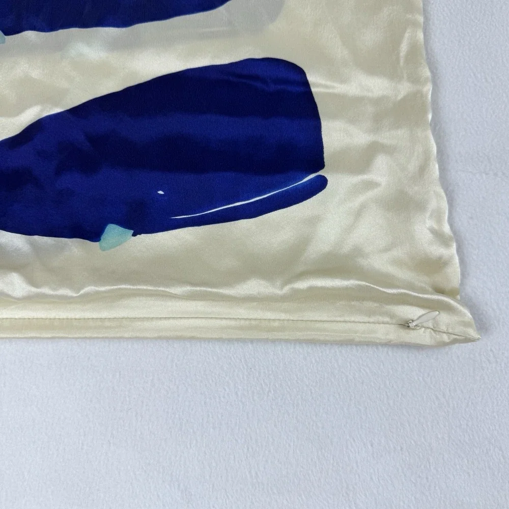 Lot Of 2 West Elm Silk Whale Pillow Cover 20x20 Blue Cream Ocean Coastal Beach
